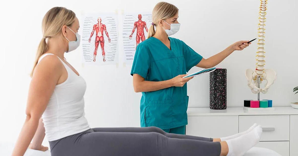 "Diagram showing correct neutral spine alignment for sitting and standing posture